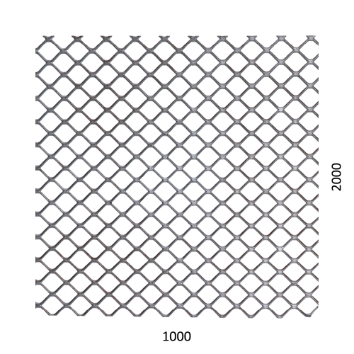 tahokov Zn čtvercové oko: 20x15mm, můstek: 1,7mm (2000x1000x1,5mm)